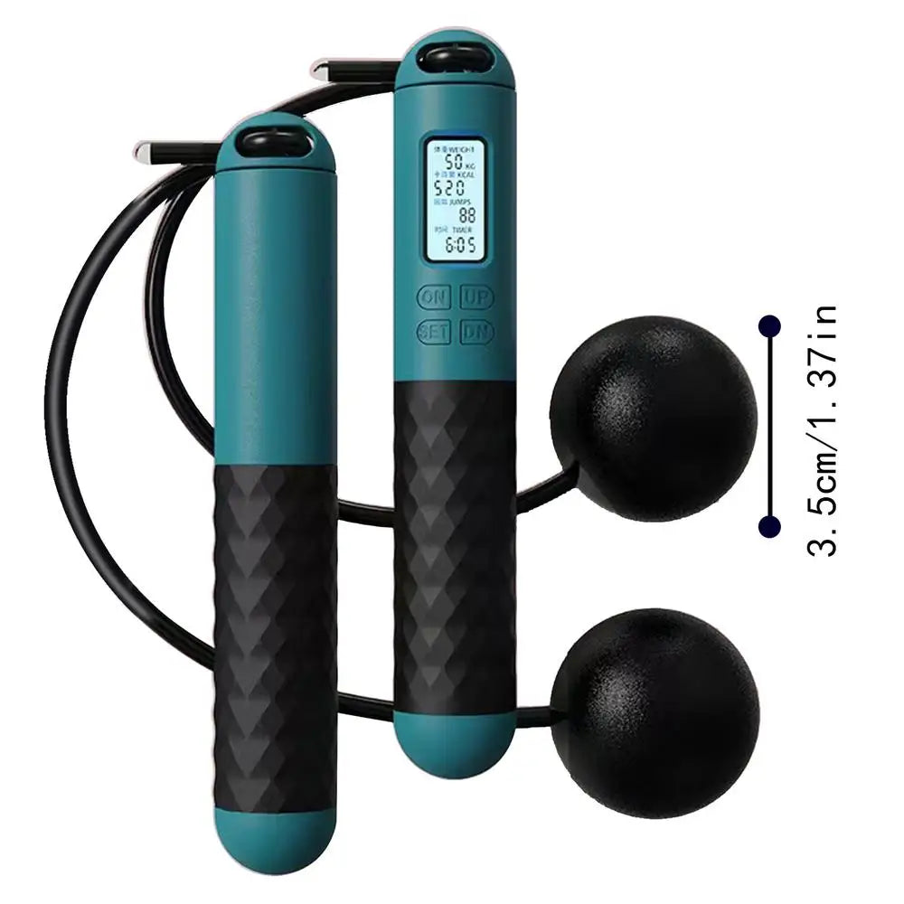 Ropeless Jump Rope with Counter Fitness Weighted Skipping Rope Smart Cordless Ball-Weighted Digital Counting Jump Rope