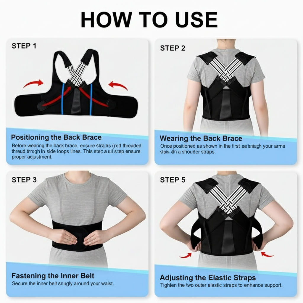 OLLAS Back Brace Posture Corrector Shoulder Straightener for Women and Men, Adjustable Full Back Support Upper and Lower Waist Belt